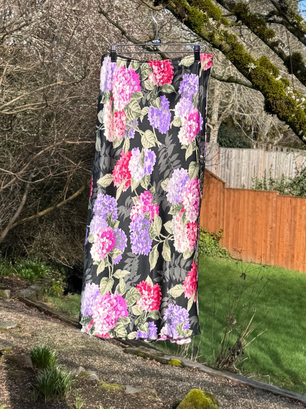 Victor Costa Floral 100% Silk Maxi Skirt